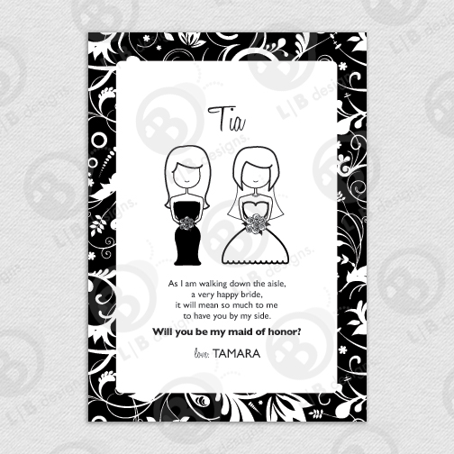 Printable Custom 5x7 Maid of Honor | Bridesmaid Card - Click Image to Close